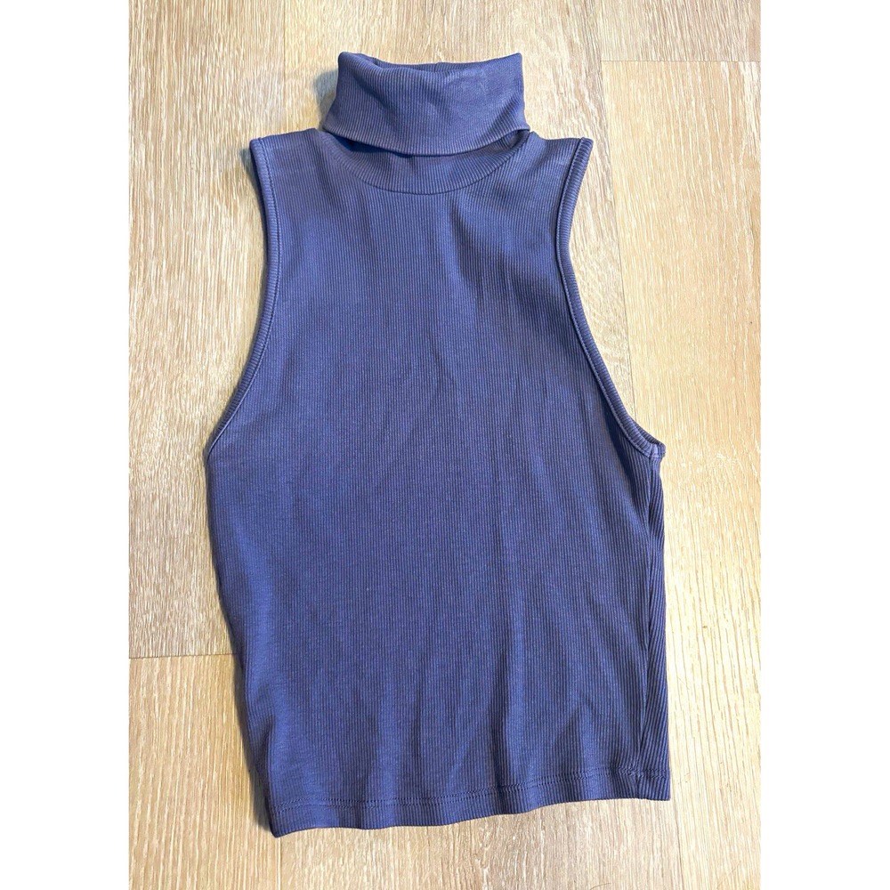 ZARA Purple Knit Sleeveless Mockneck Tank Top Solid Pullover Women's Size S